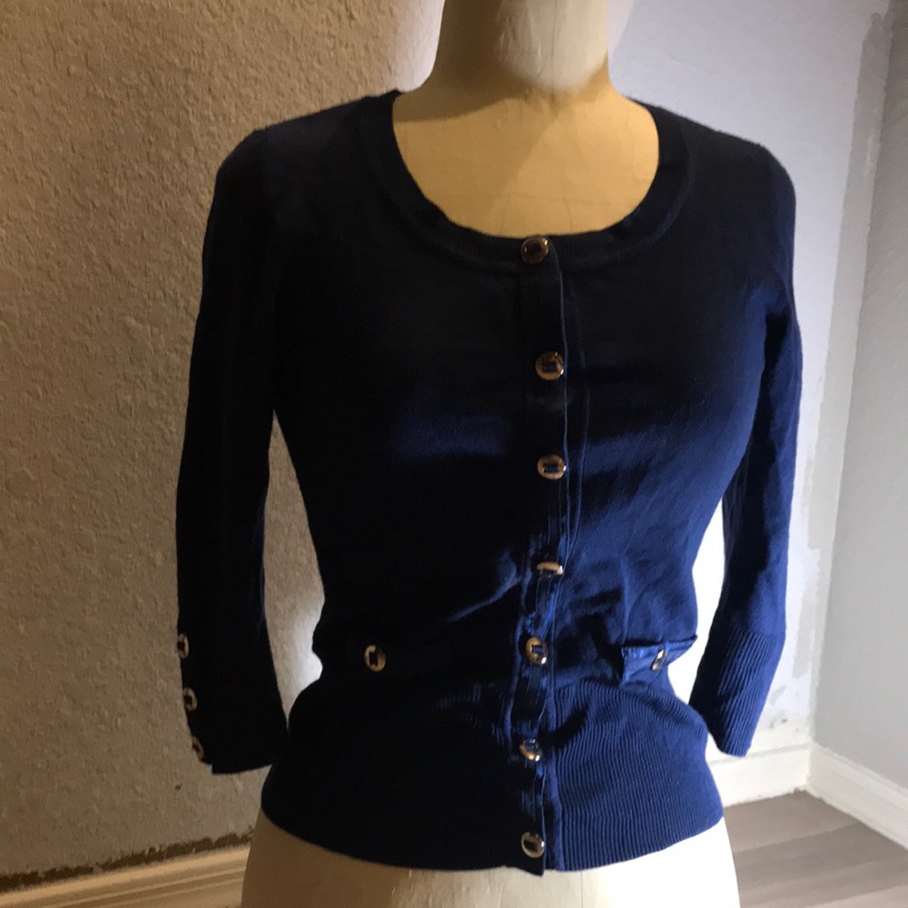 White House Black Market XS blue 3/4 sleeve sweater